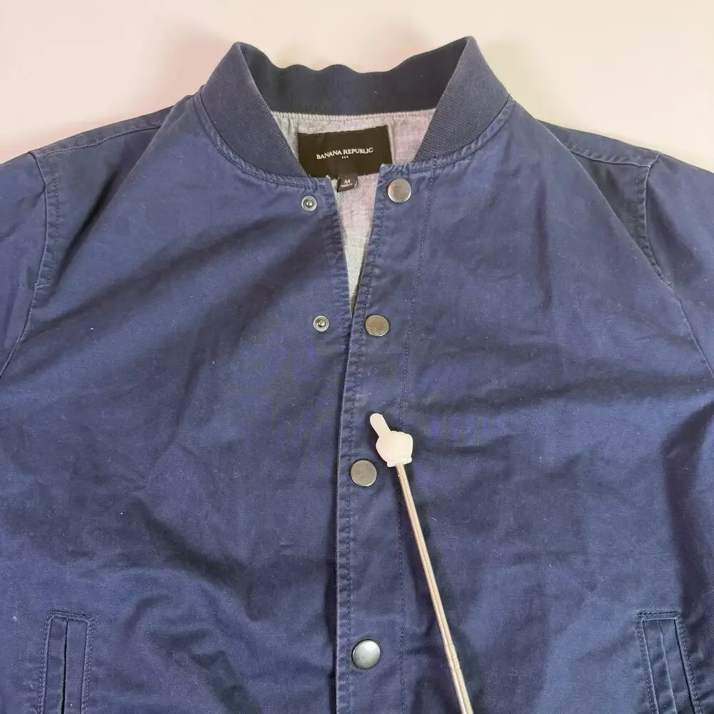 Banana Republic Bomber Jacket Men's M Blue Snap Front Minimalist Casual Flight